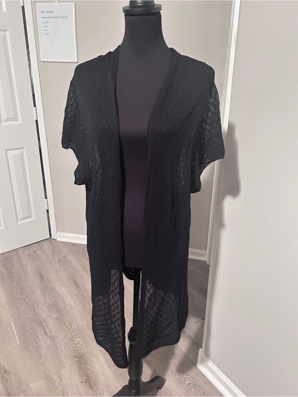 Vintage Coldwater Creek Black Open Knit Cardigan / Duster